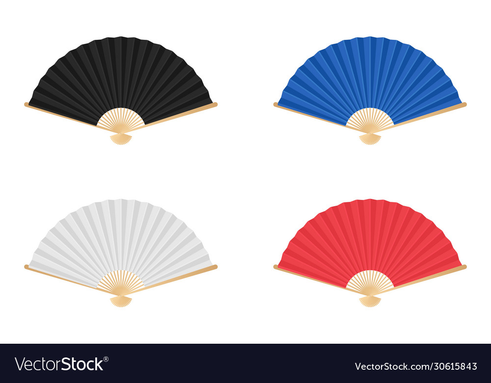 Colored japan folding fan isolated vector image Colored japan folding fan isolated