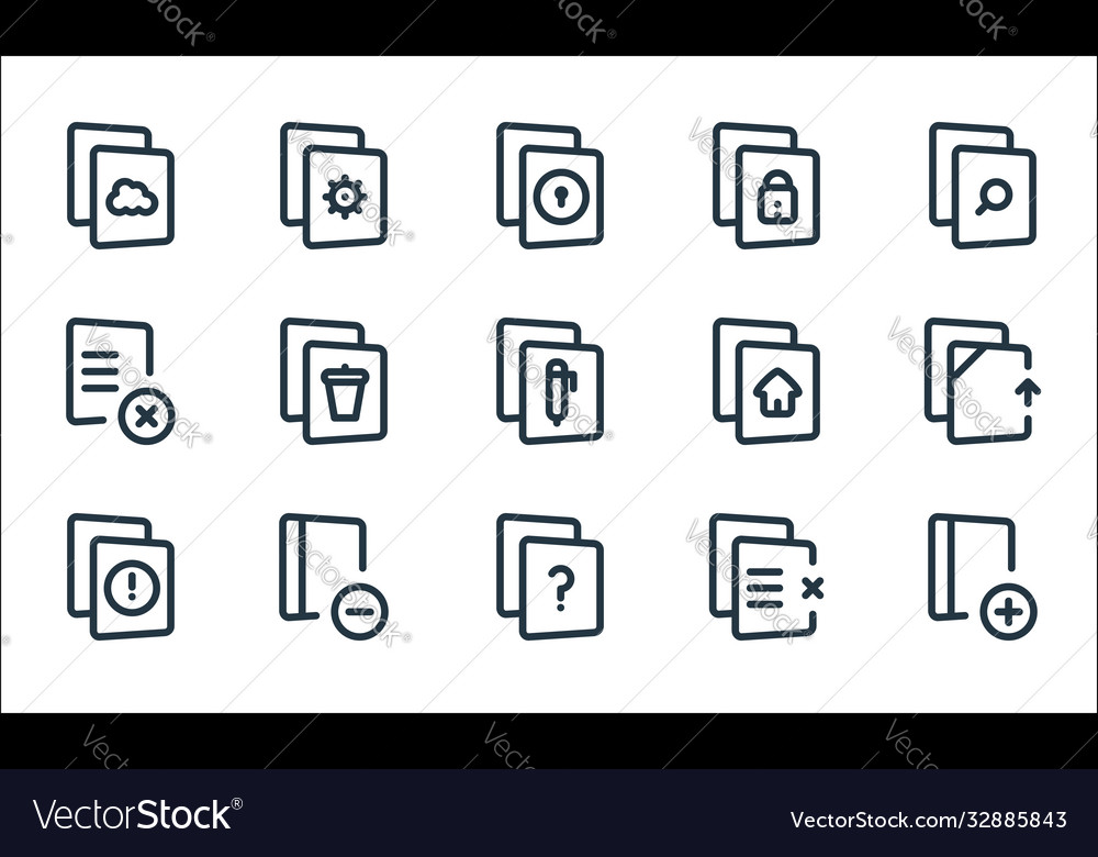 File and archive line icons linear set quality vector image File and archive line icons linear set quality