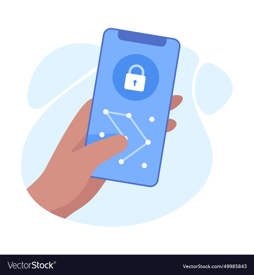 Hand hold mobile smartphone with password display