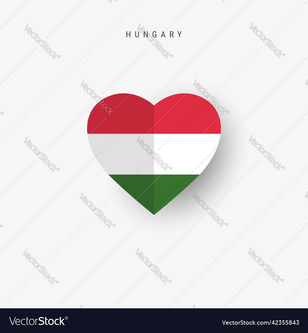 Hungary heart shaped flag origami paper cut