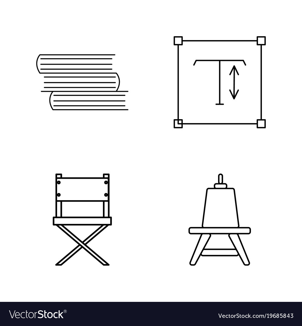 Office simple linear outline icon set