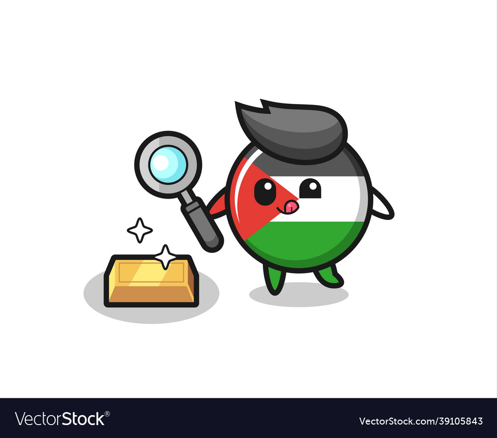 Palestine flag badge character is checking vector image Palestine flag badge character is checking