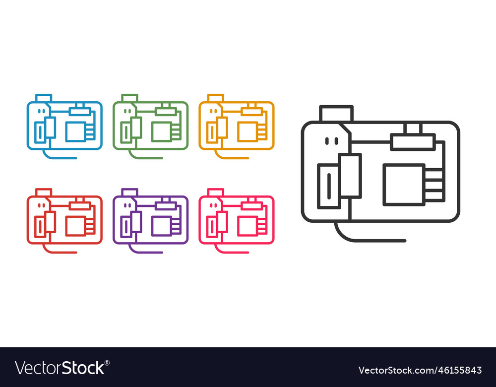 Set line electronic computer components vector image Set line electronic computer components