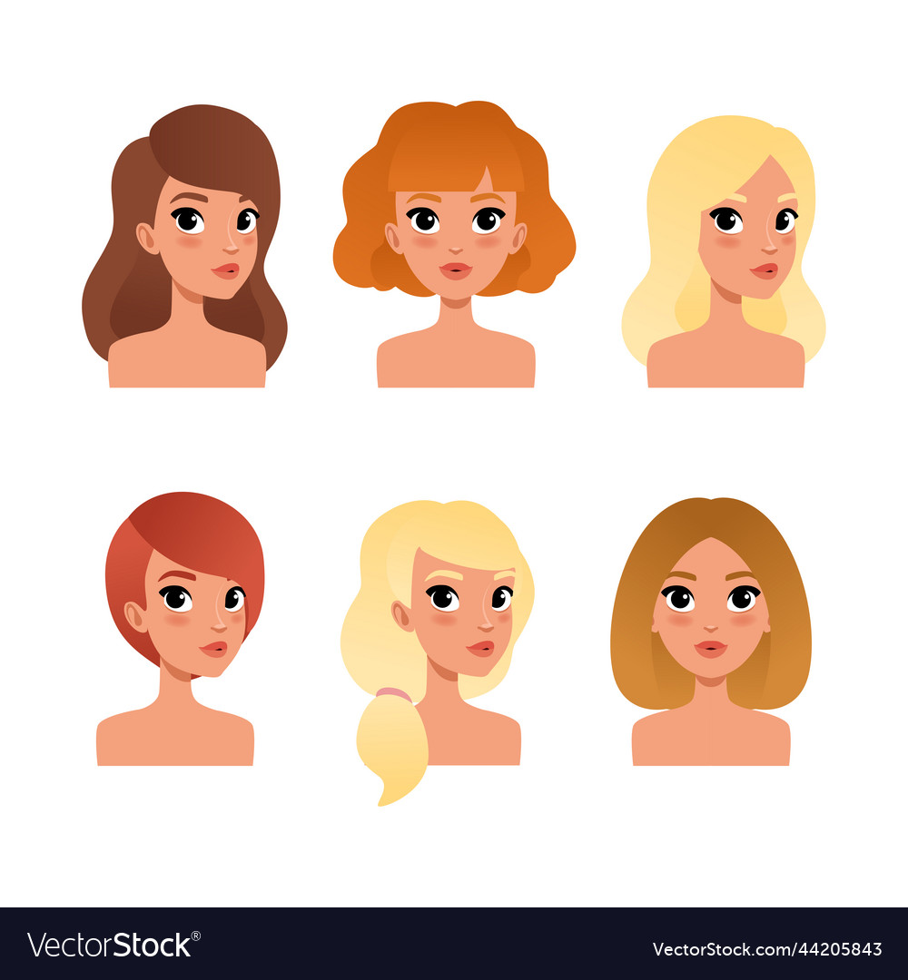 Set of beautiful young women heads girls avatar Vector Image