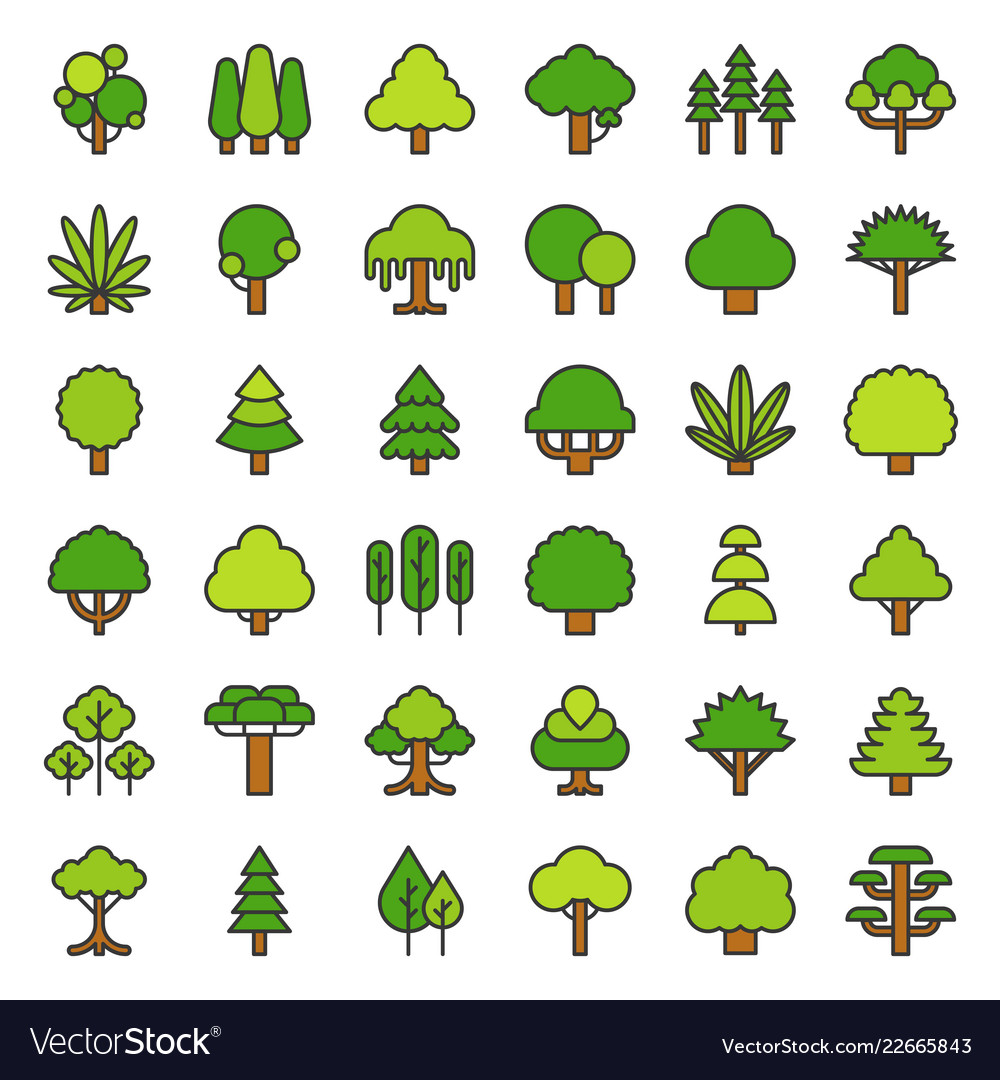 Set of Simple Tree Icons