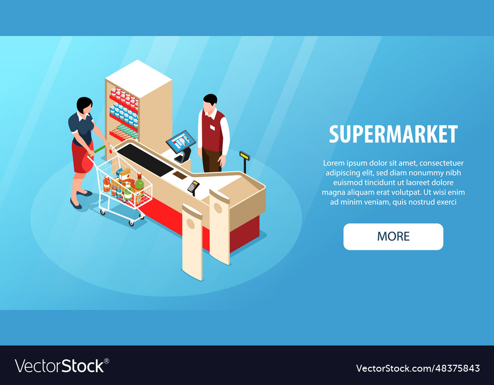 Supermarket horizontal banner Royalty Free Vector Image