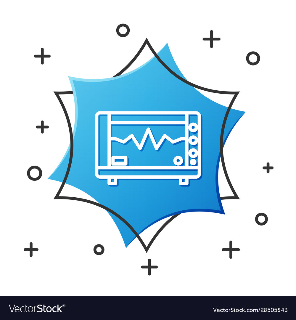 White line computer monitor with cardiogram icon vector image White line computer monitor with cardiogram icon