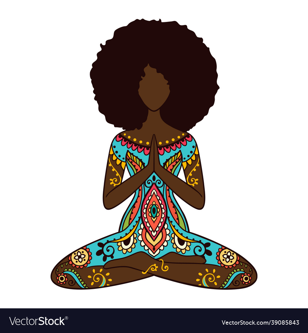 Yoga Girl African American Woman Doing Royalty Free Vector