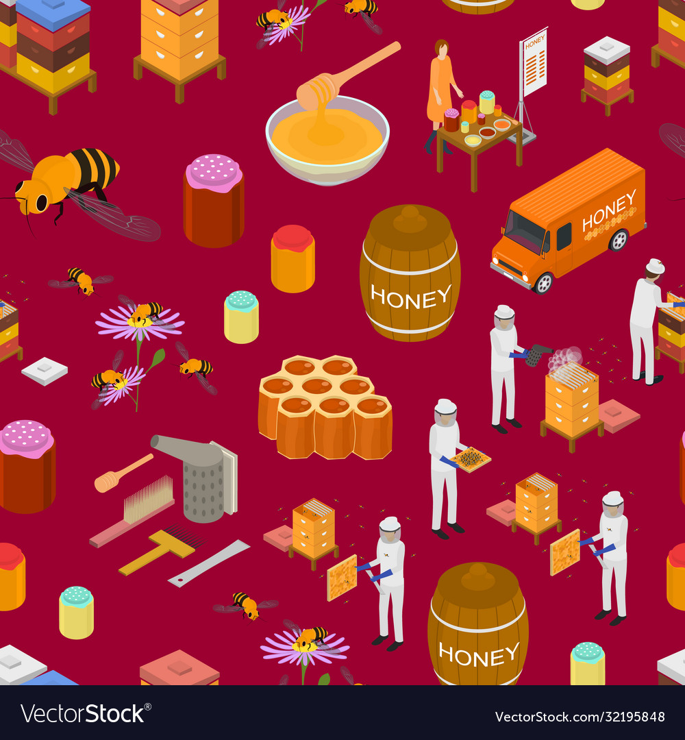 Apiary concept seamless pattern background 3d Vector Image Apiary concept seamless pattern background 3d