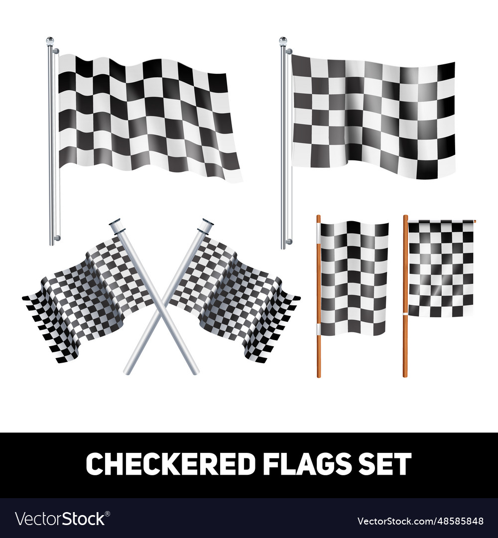 Checkered flags decorative icon set