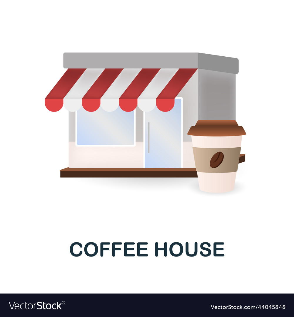 Coffee house icon 3d from small business