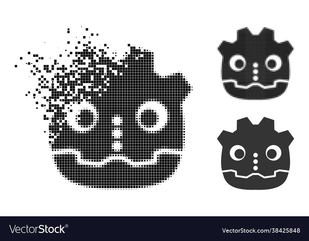 Dissolved pixelated robot head glyph with halftone Vector Image Dissolved pixelated robot head glyph with halftone