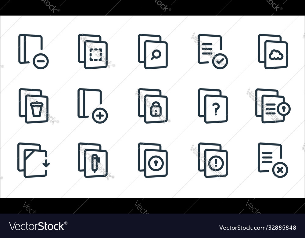 File and archive line icons linear set quality