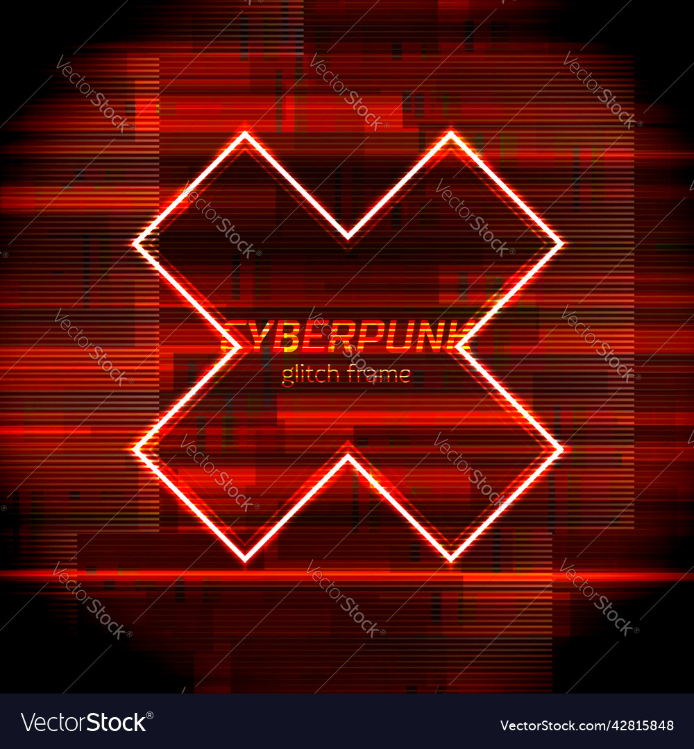 Glitch cyberpunk frame with technology error vector image Glitch cyberpunk frame with technology error