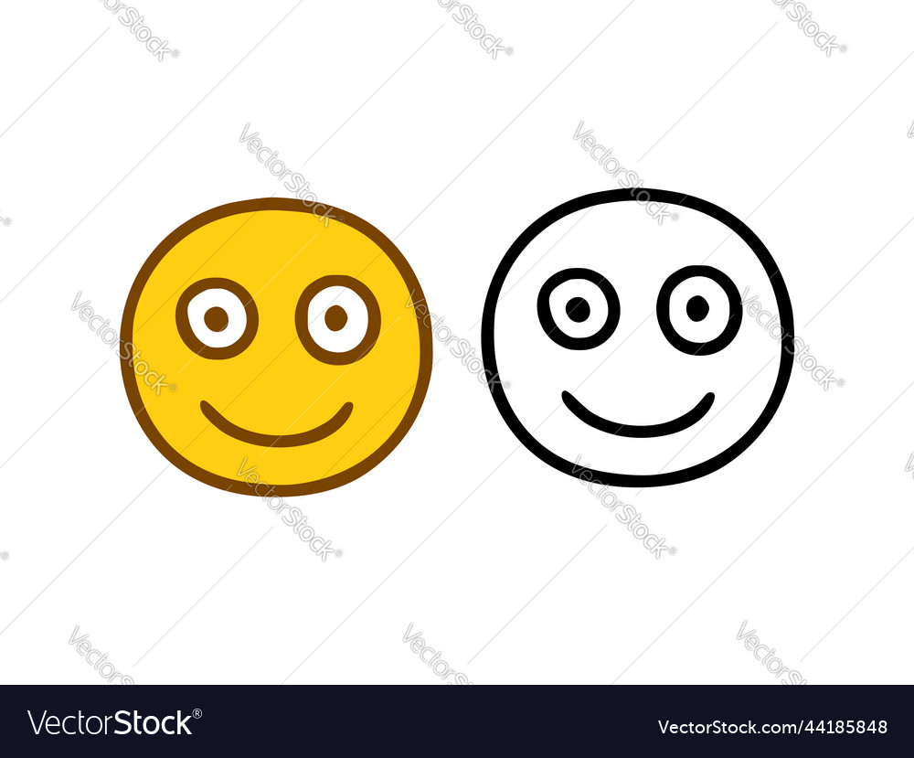 Happy face emoticon in doodle style isolated