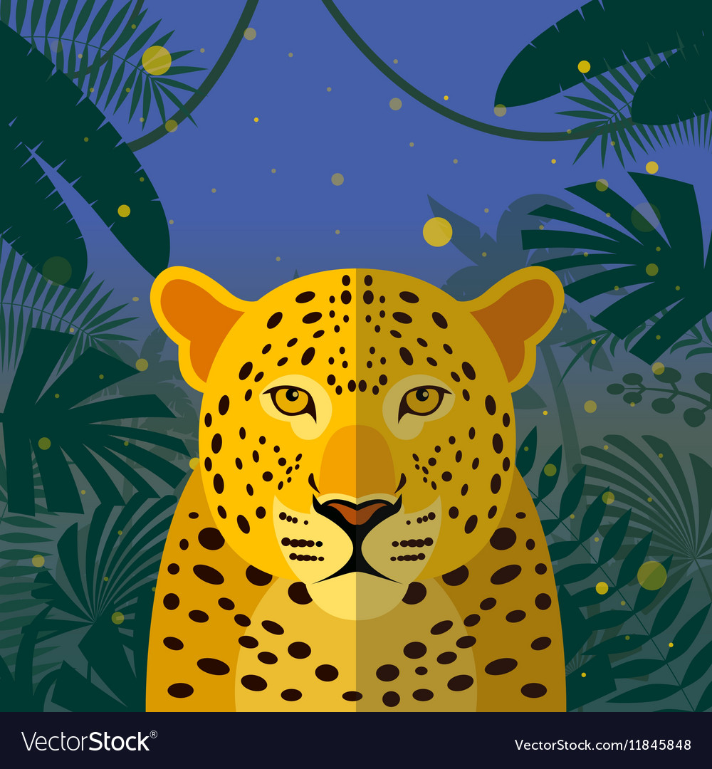 Leopard on jungle background Royalty Free Vector Image