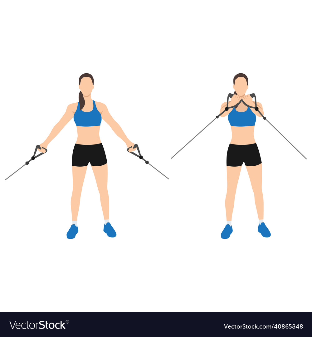 Low upward cable pulley crossover chest flyes Vector Image