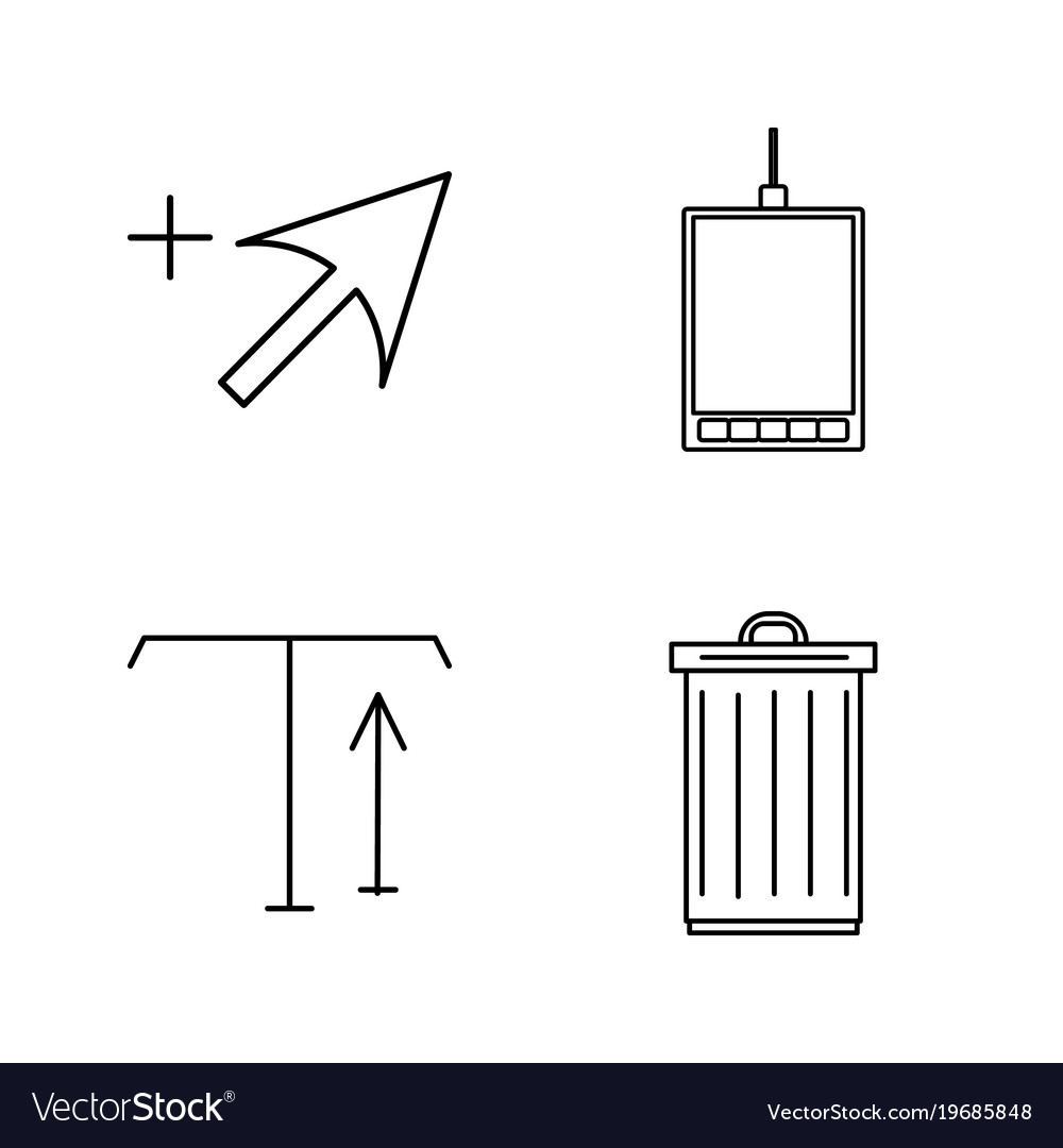 Office simple linear outline icon set