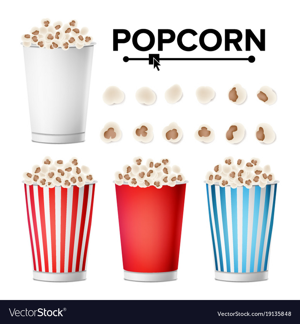 Popcorn cup set realistic classic full