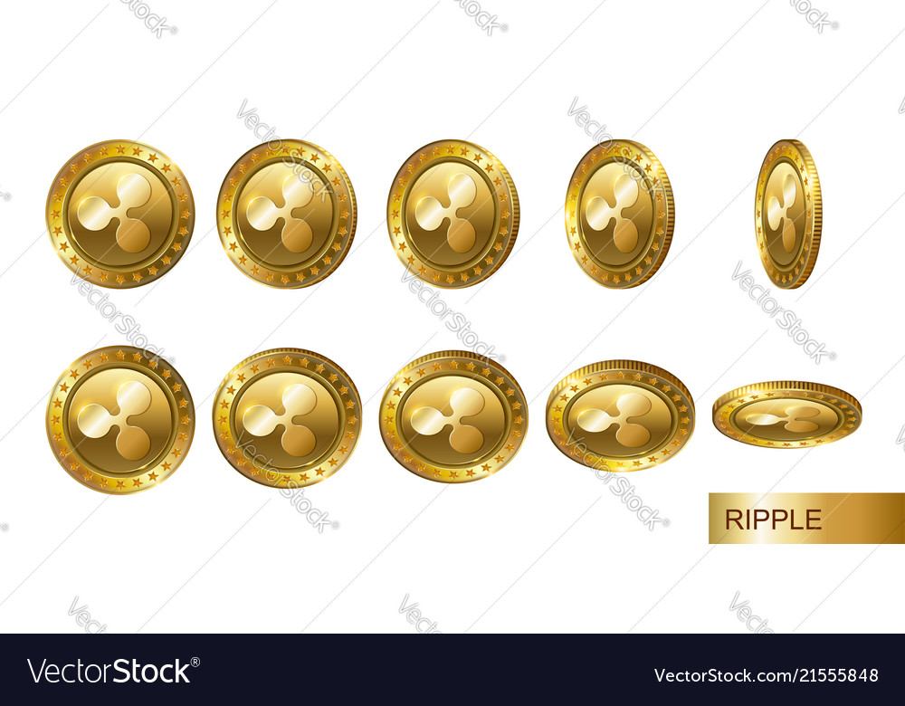 Ripple Set realistischer 3d Gold Krypto Münzen Flip