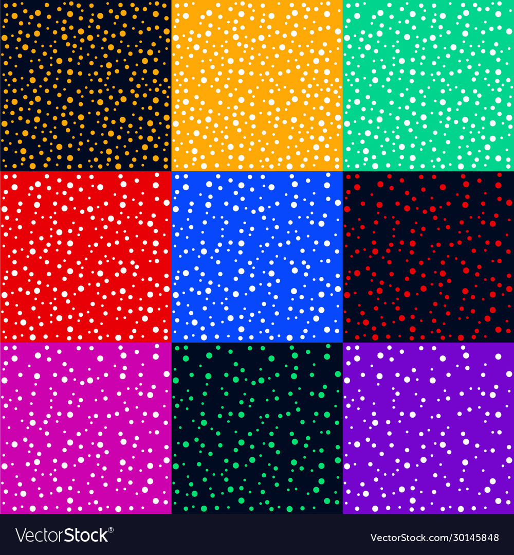 Seamless patterns polka dot set vector image Seamless patterns polka dot set