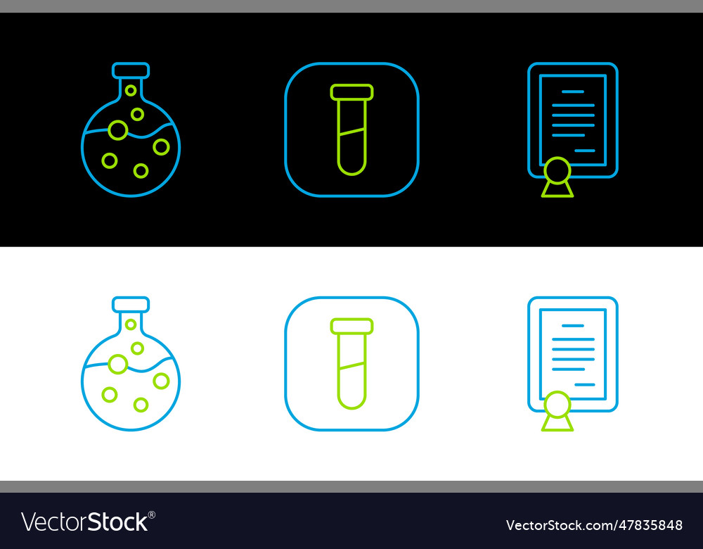Set line certificate template test tube and flask vector image Set line certificate template test tube and flask