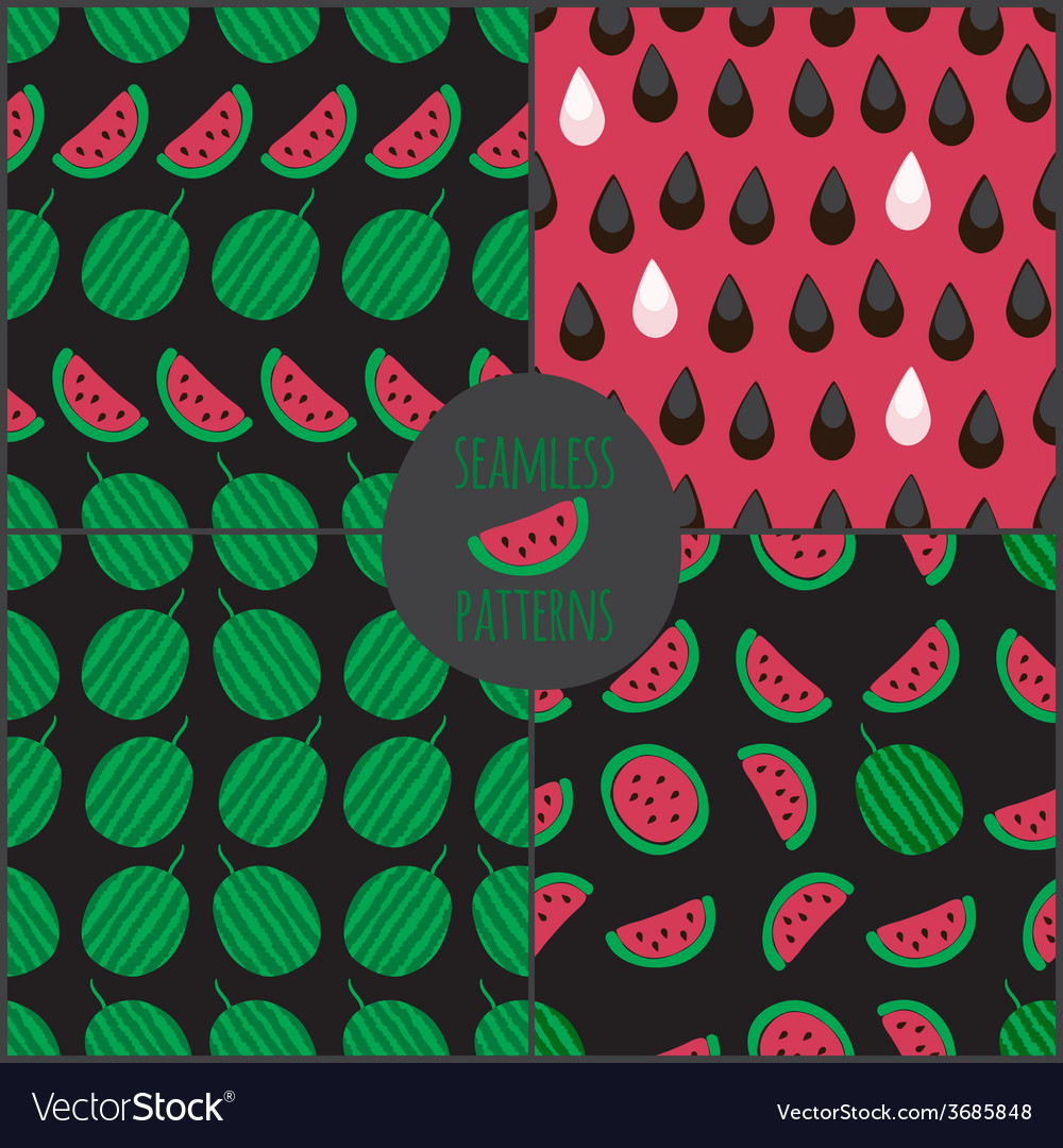 Set of 4 watermelon slice seamless pattern