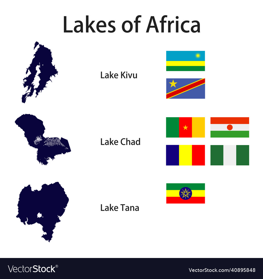 Set of silhouettes lakes africa