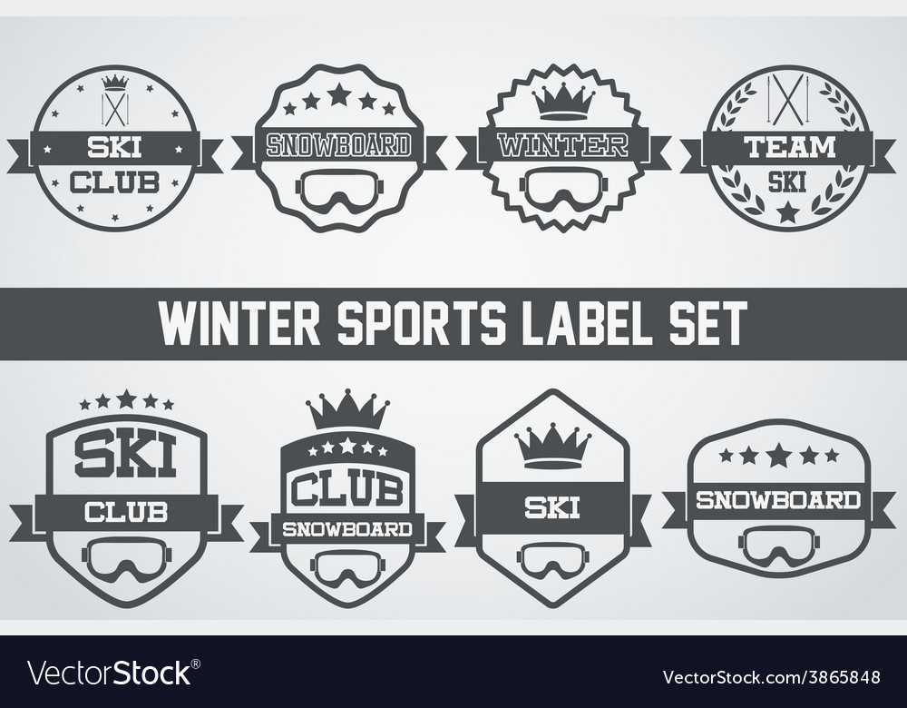Set of vintage ice snowboarding or ski club badge