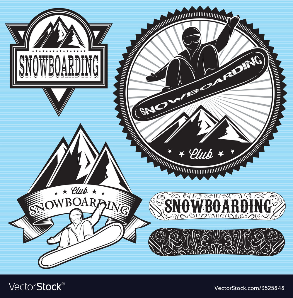 Set templates for extreme snowboarding Royalty Free Vector