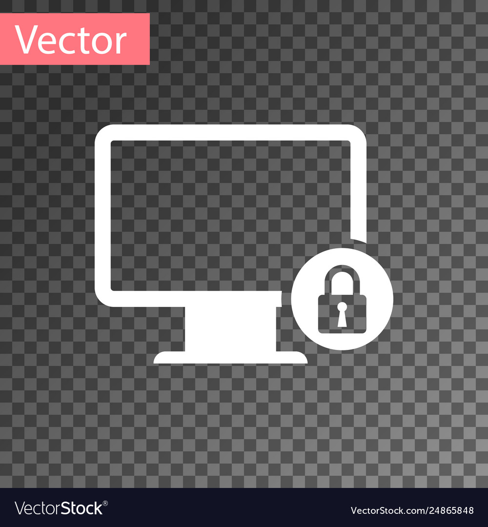 White lock on computer monitor screen icon vector image White lock on computer monitor screen icon