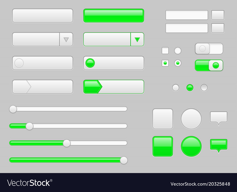 White web interface buttons slider and icons