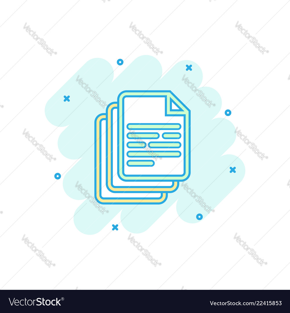 Cartoon document icon in comic style paper sheet