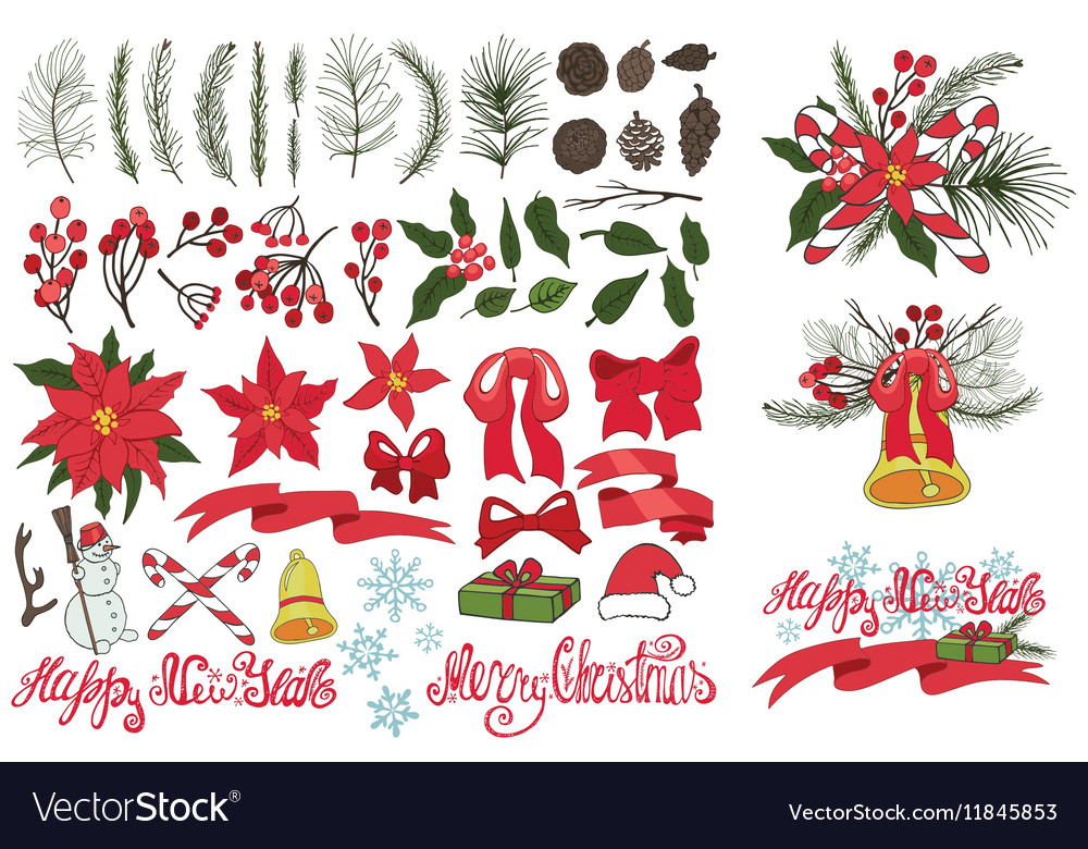 Christmas Branches & Flowers Decor Kit
