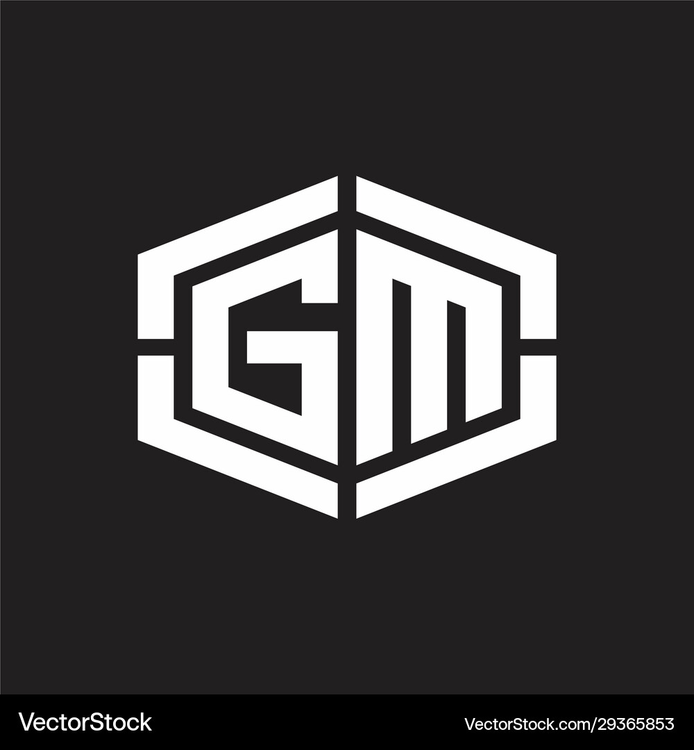 Gm logo monogram with hexagon shape and piece Vector Image