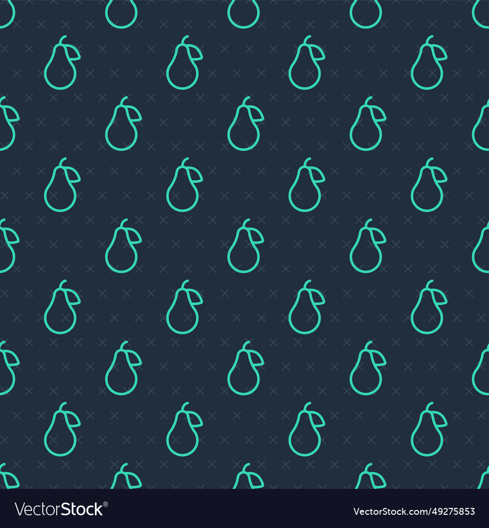 Green line pear icon isolated seamless pattern