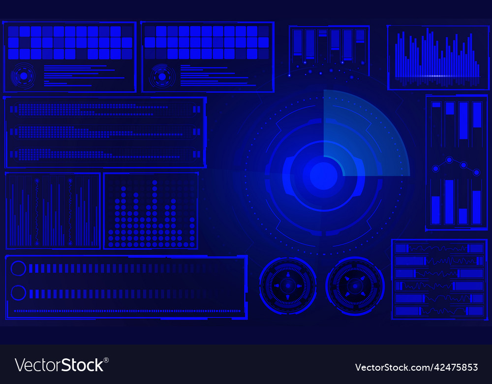 Hud hi technology gui control interface element vector image Hud hi technology gui control interface element