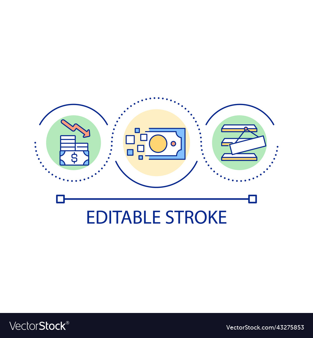 Inflation and products deficit loop concept icon vector image Inflation and products deficit loop concept icon