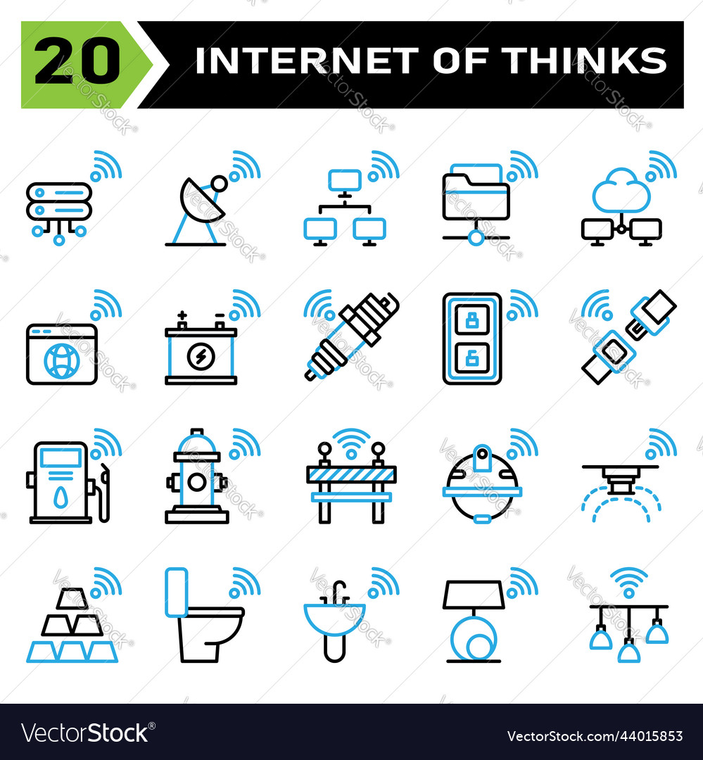 Internet of things icon set include server vector image Internet of things icon set include server