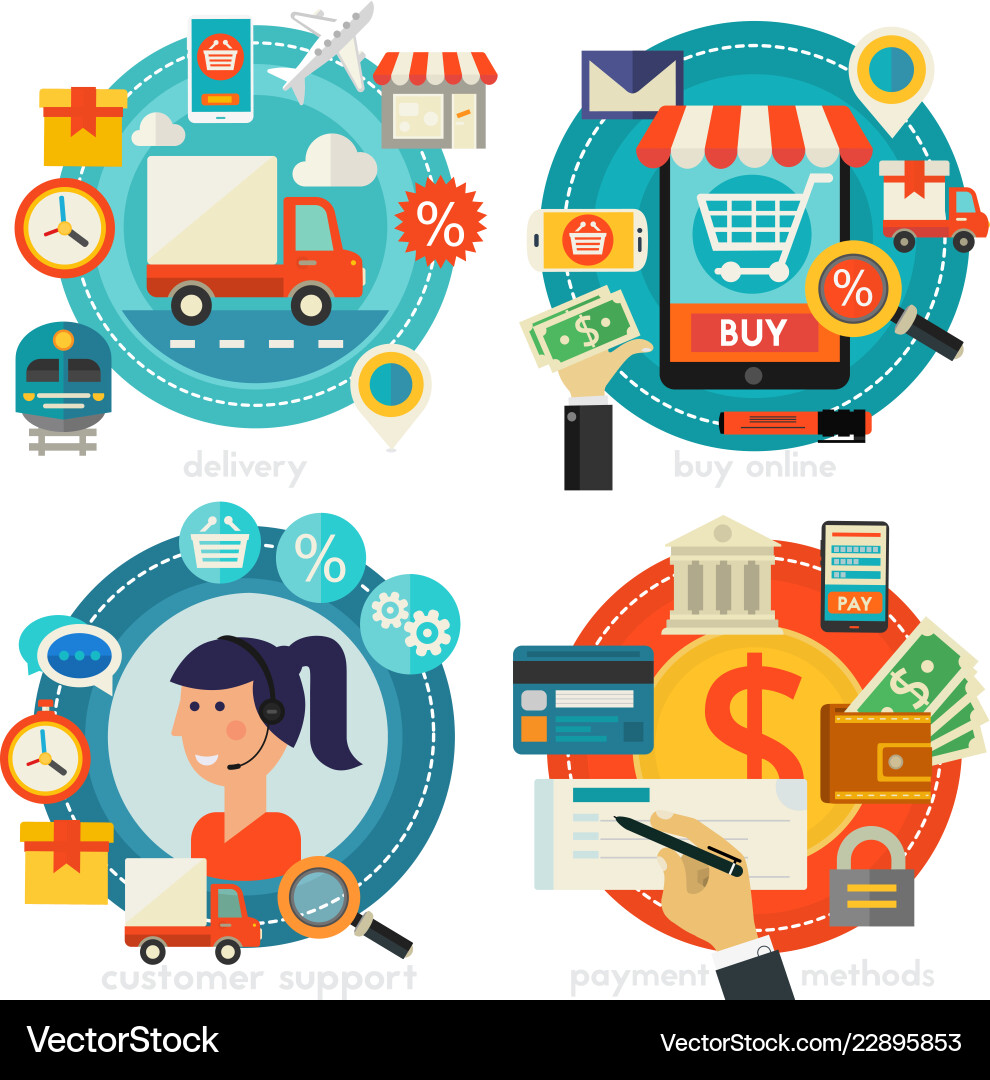 Online shopping customer and technical support Vector Image