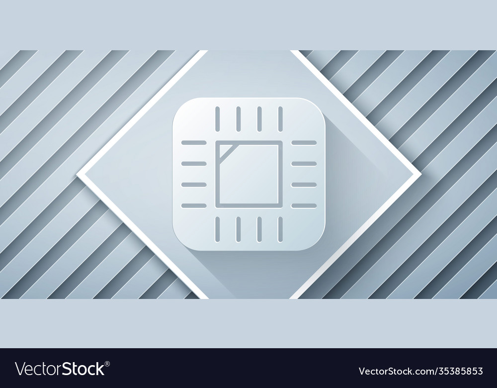 Paper cut computer processor with microcircuits vector image Paper cut computer processor with microcircuits