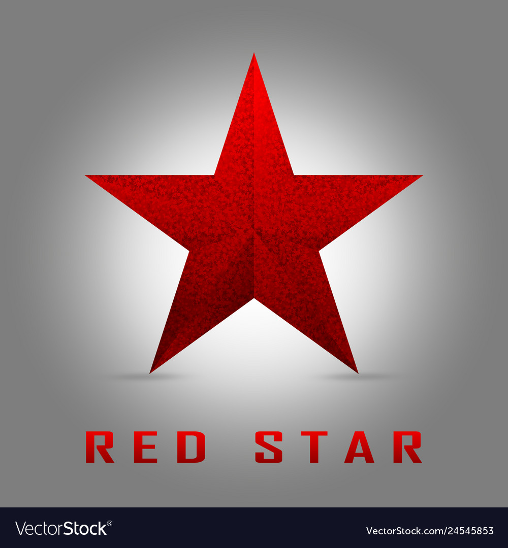 Single red star shine on grey background Vector Image