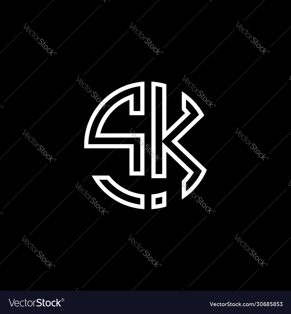 Download Sk monogram logo circle ribbon style outline Vector Image