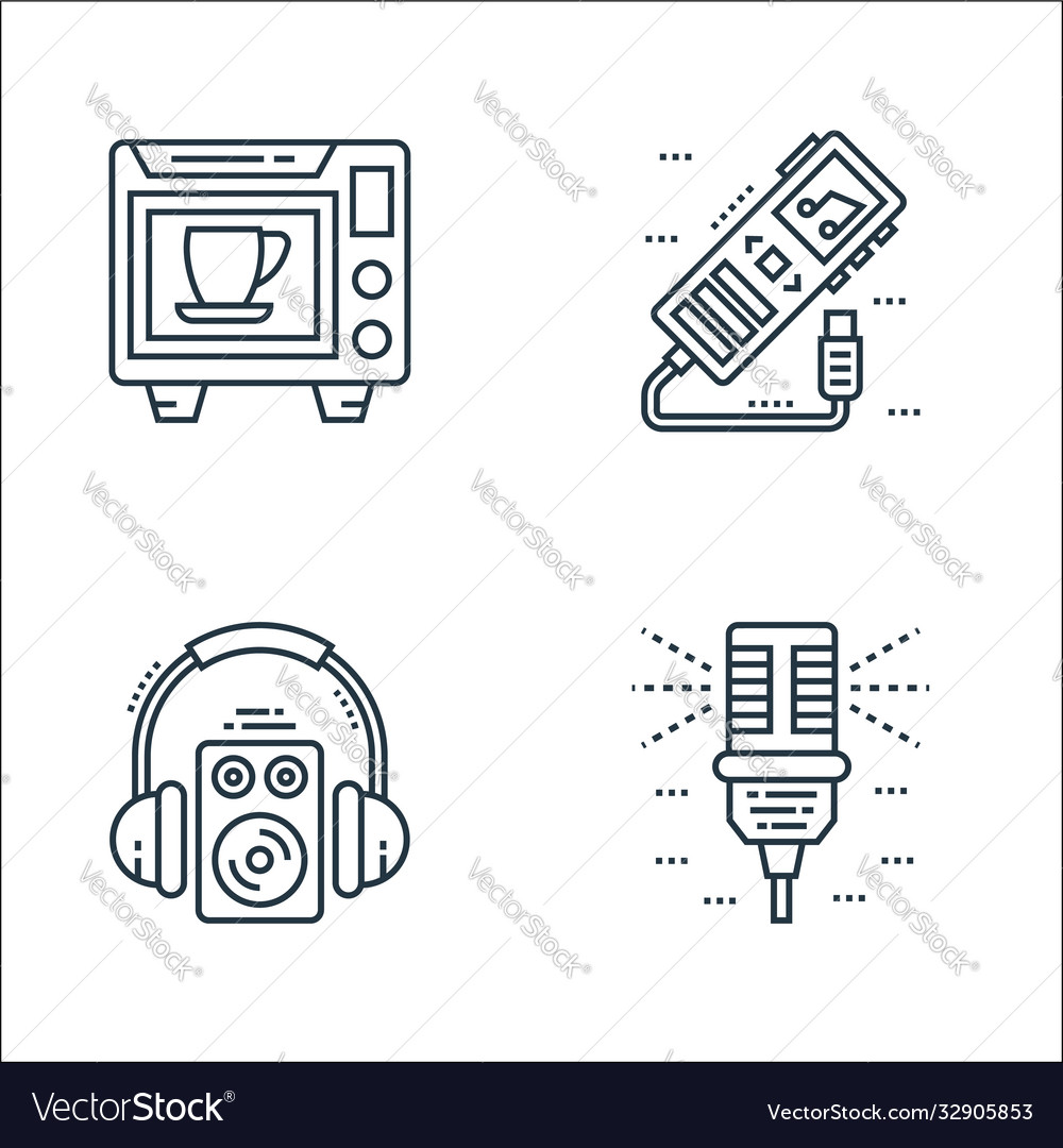 Technology devices line icons linear set quality vector image Technology devices line icons linear set quality