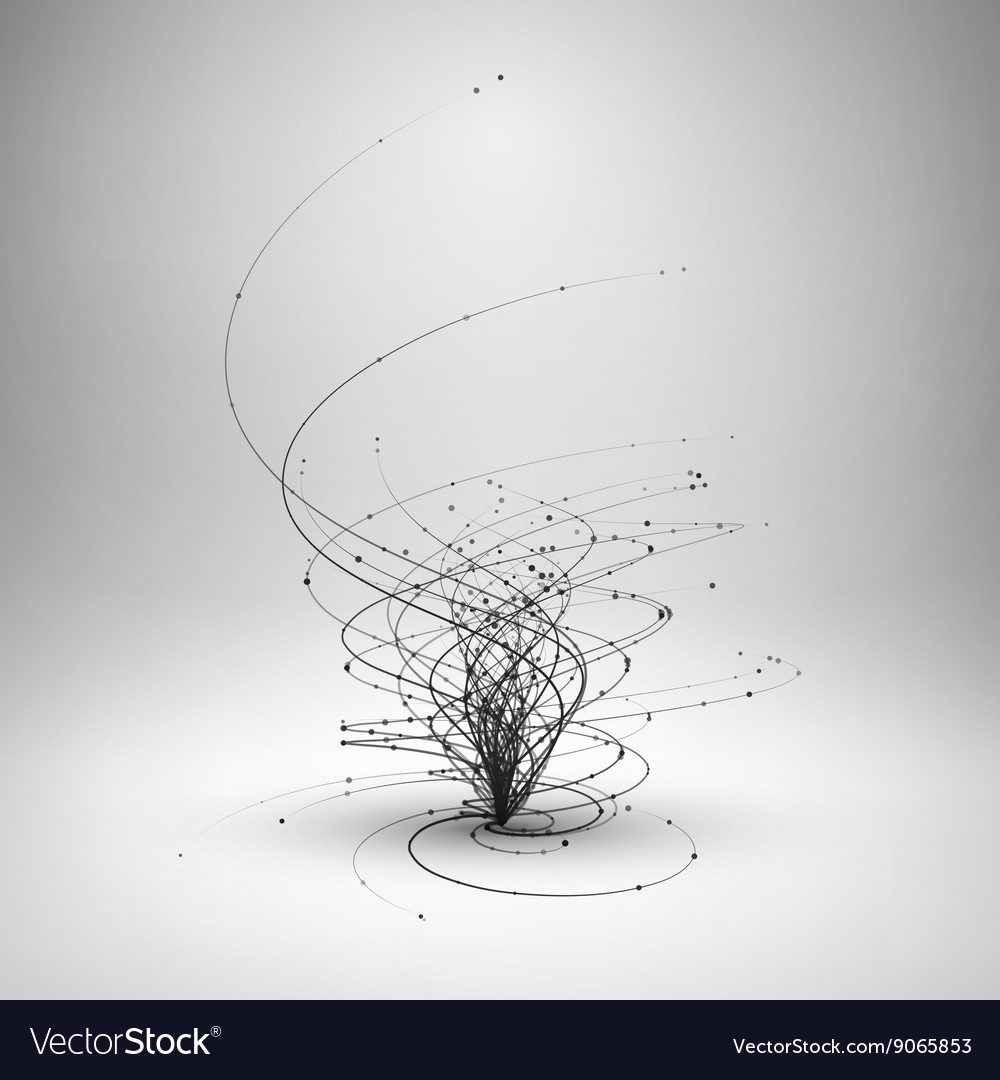 Tornado swirl with connected line and dots Vector Image