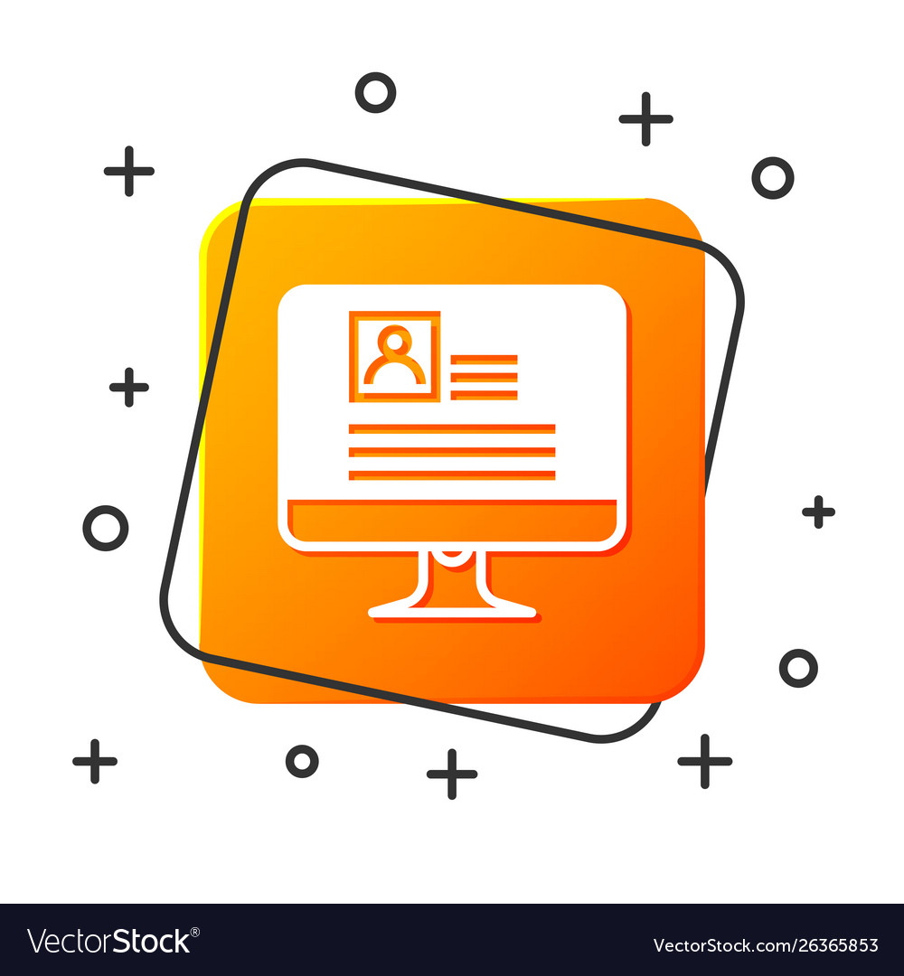 White computer monitor with resume icon isolated vector image White computer monitor with resume icon isolated