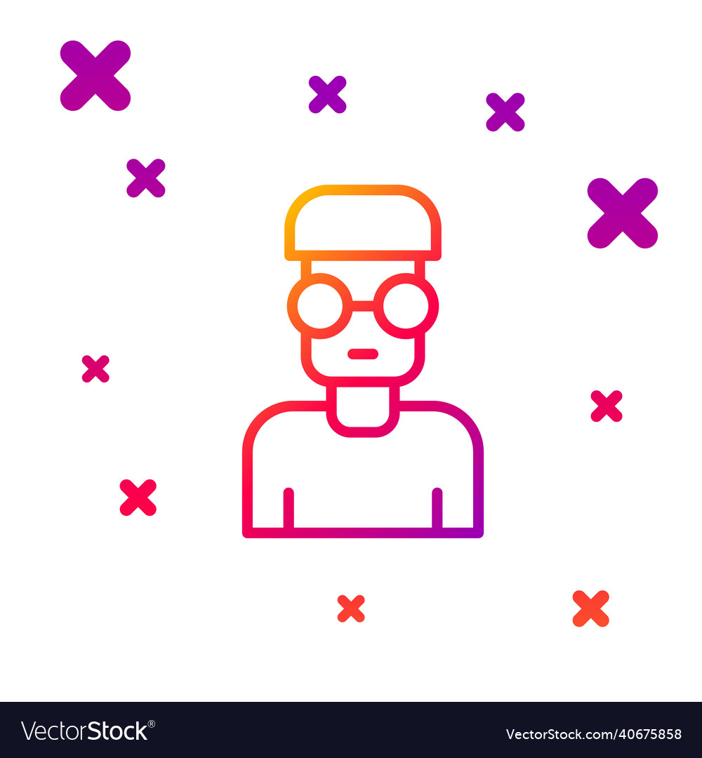 Color line nerd geek icon isolated on white Vector Image Color line nerd geek icon isolated on white