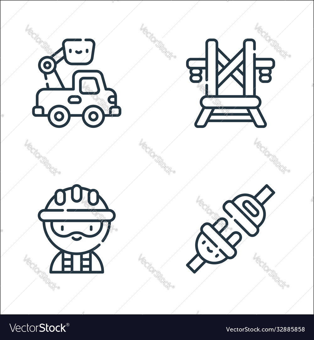 Electrician tools and line icons linear set vector image Electrician tools and line icons linear set