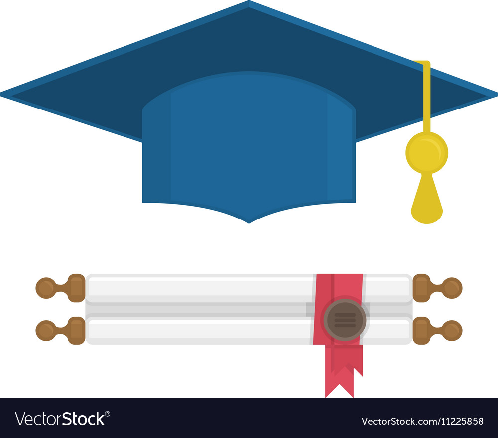Download Graduation cap and diploma rolled scroll Vector Image
