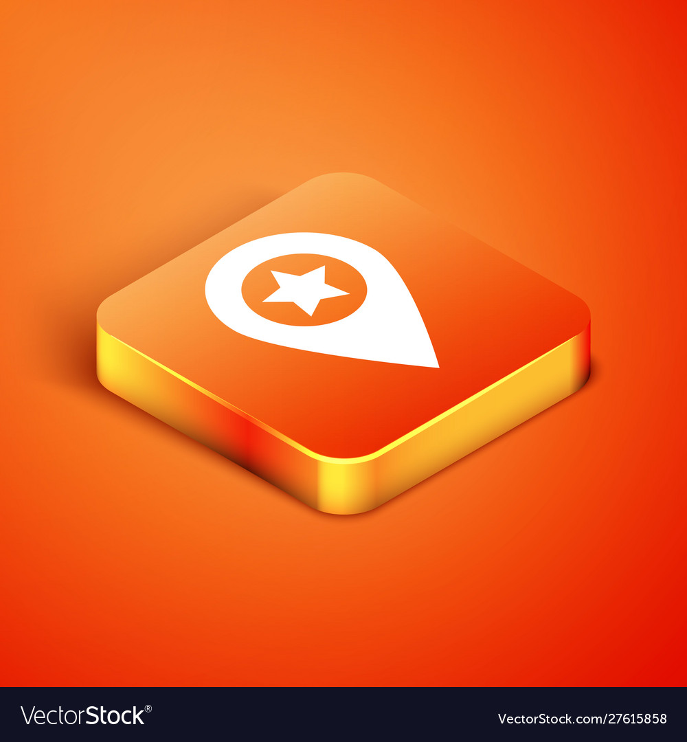 Isometric map pointer with star icon isolated vector image Isometric map pointer with star icon isolated